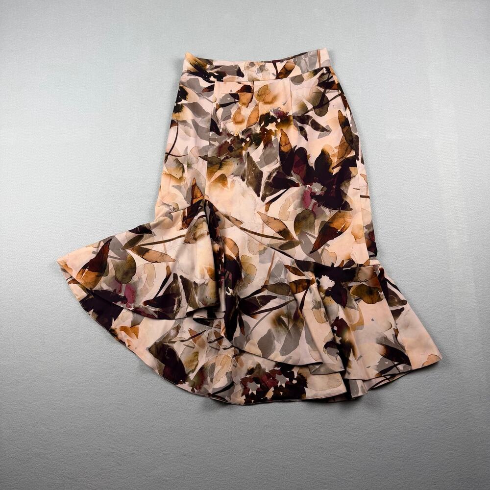 Antonio Melani Floral Asymmetrical Ruffle Skirt Size 2
